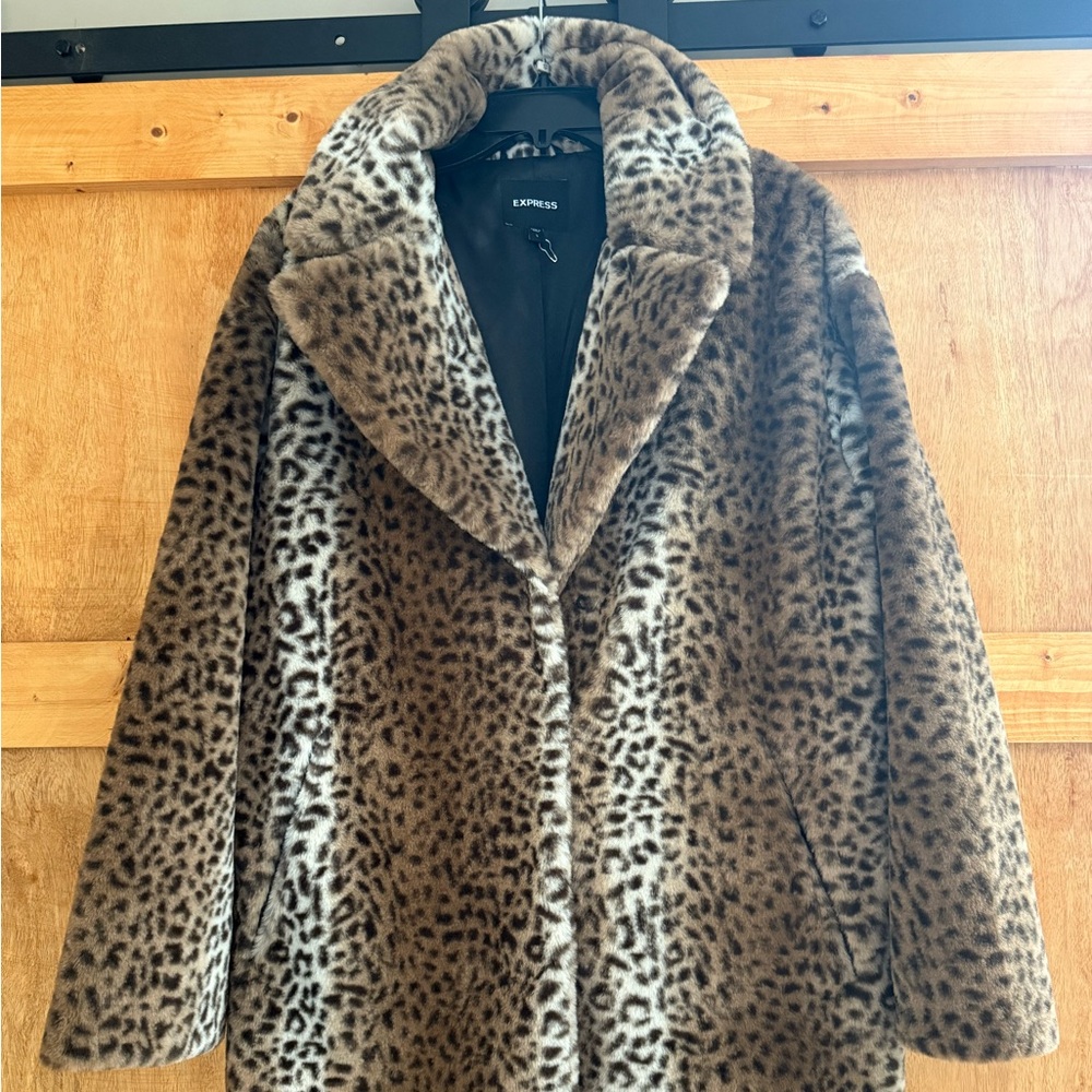 Express Animal Print Teddy Jacket